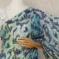 Blue Green Metallic French Chiffon Saree 5.5 Meters Length 110 Cms Width Lightweight Printed Elegant Party Wear Soft Flowy Fabric Premium Quality Without Blouse Piece-D28709 Regal Fabrics