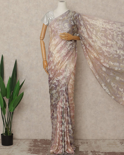 Blush Pink Metallic French Chiffon Saree 5.5 Meters Length 110 Cms Width Lightweight Printed Elegant Party Wear Soft Flowy Fabric Premium Quality Without Blouse Piece-D28710 Regal Fabrics