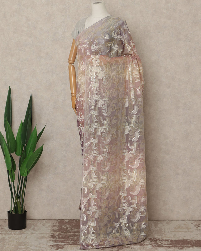 Blush Pink Metallic French Chiffon Saree 5.5 Meters Length 110 Cms Width Lightweight Printed Elegant Party Wear Soft Flowy Fabric Premium Quality Without Blouse Piece-D28710 Regal Fabrics