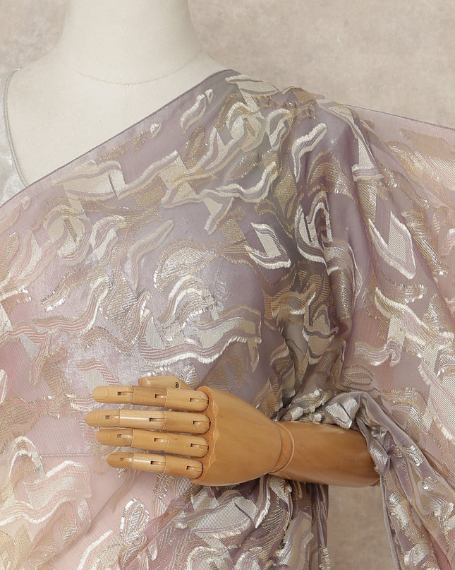 Blush Pink Metallic French Chiffon Saree 5.5 Meters Length 110 Cms Width Lightweight Printed Elegant Party Wear Soft Flowy Fabric Premium Quality Without Blouse Piece-D28710 Regal Fabrics