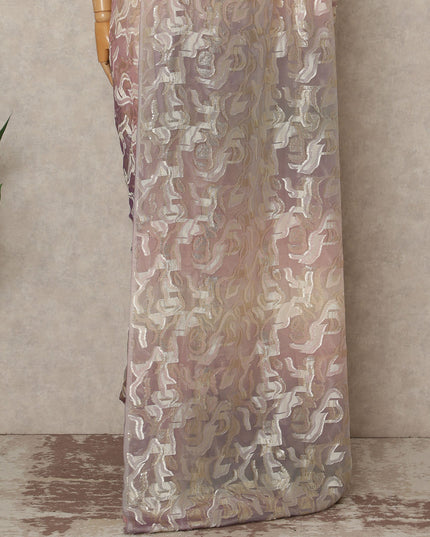 Blush Pink Metallic French Chiffon Saree 5.5 Meters Length 110 Cms Width Lightweight Printed Elegant Party Wear Soft Flowy Fabric Premium Quality Without Blouse Piece-D28710 Regal Fabrics