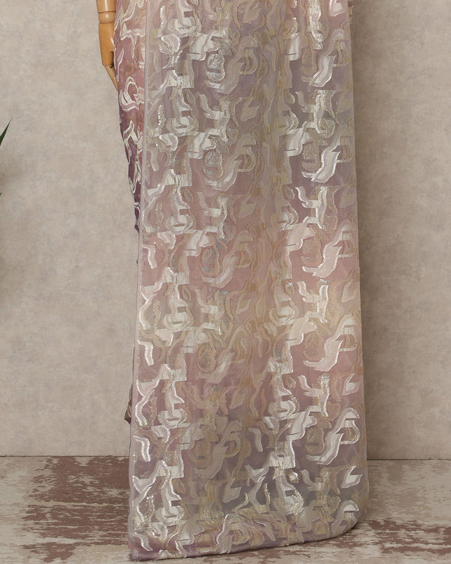 Blush Pink Metallic French Chiffon Saree 5.5 Meters Length 110 Cms Width Lightweight Printed Elegant Party Wear Soft Flowy Fabric Premium Quality Without Blouse Piece-D28710 Regal Fabrics