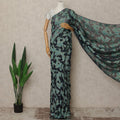 Navy Blue Teal Metallic French Chiffon Saree 5.5 Meters Length 110 Cms Width Lightweight Printed Elegant Party Wear Soft Flowy Fabric Premium Quality Without Blouse Piece-D28712 Regal Fabrics