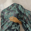 Navy Blue Teal Metallic French Chiffon Saree 5.5 Meters Length 110 Cms Width Lightweight Printed Elegant Party Wear Soft Flowy Fabric Premium Quality Without Blouse Piece-D28712 Regal Fabrics