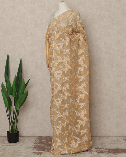 Beige Gold Metallic French Chiffon Saree 5.5 Meters Length 110 Cms Width Lightweight Printed Elegant Party Wear Soft Flowy Fabric Premium Quality Without Blouse Piece-D28713 Regal Fabrics