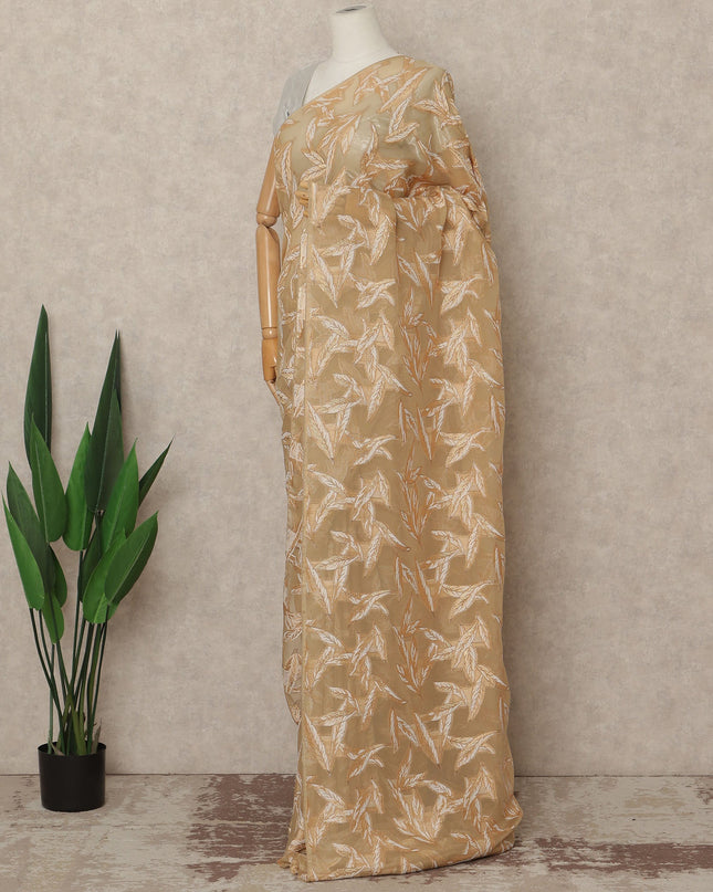 Beige Gold Metallic French Chiffon Saree 5.5 Meters Length 110 Cms Width Lightweight Printed Elegant Party Wear Soft Flowy Fabric Premium Quality Without Blouse Piece-D28713 Regal Fabrics