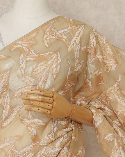 Beige Gold Metallic French Chiffon Saree 5.5 Meters Length 110 Cms Width Lightweight Printed Elegant Party Wear Soft Flowy Fabric Premium Quality Without Blouse Piece-D28713 Regal Fabrics