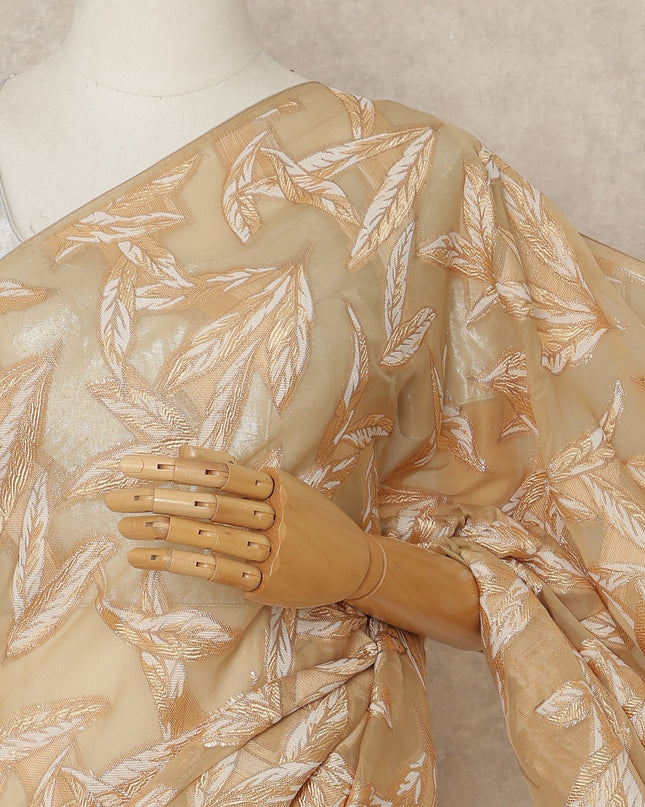 Beige Gold Metallic French Chiffon Saree 5.5 Meters Length 110 Cms Width Lightweight Printed Elegant Party Wear Soft Flowy Fabric Premium Quality Without Blouse Piece-D28713 Regal Fabrics