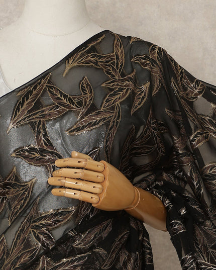 Black Metallic French Chiffon Saree 5.5 Meters Length 110 Cms Width Lightweight Printed Elegant Party Wear Soft Flowy Fabric Premium Quality Without Blouse Piece-D28711 Regal Fabrics