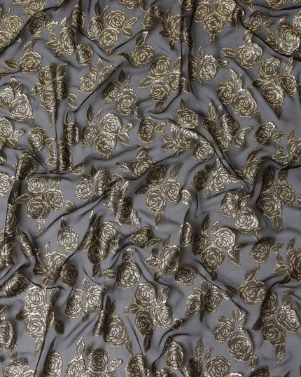Charcoal black Silk Chiffon Garbasaar Piece 110cm