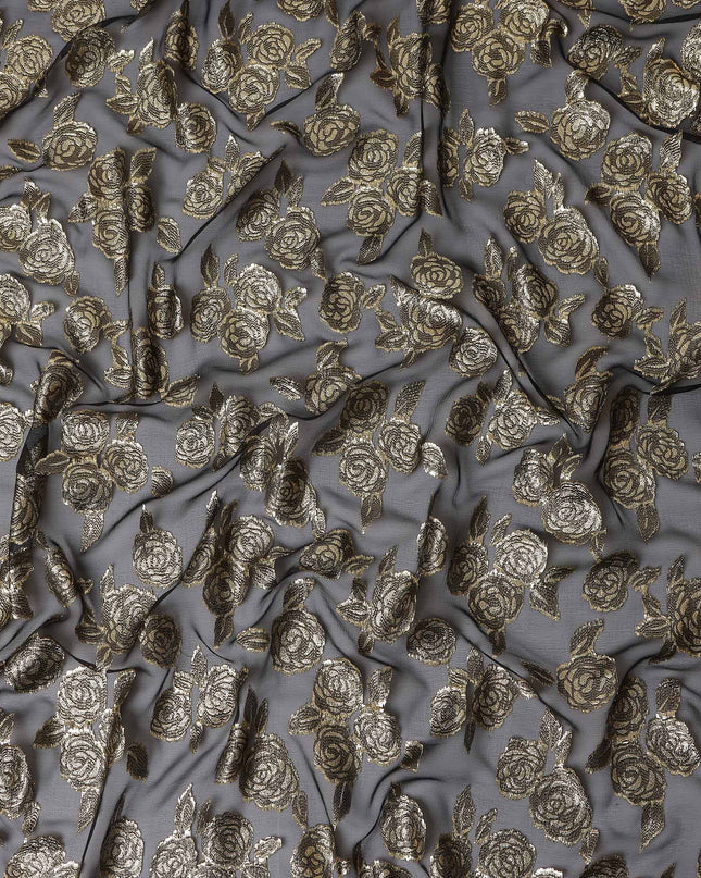 Charcoal black Silk Chiffon Garbasaar Piece 110cm
