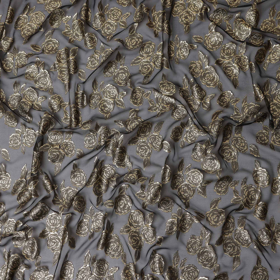 Charcoal black Silk Chiffon Garbasaar Piece 110cm