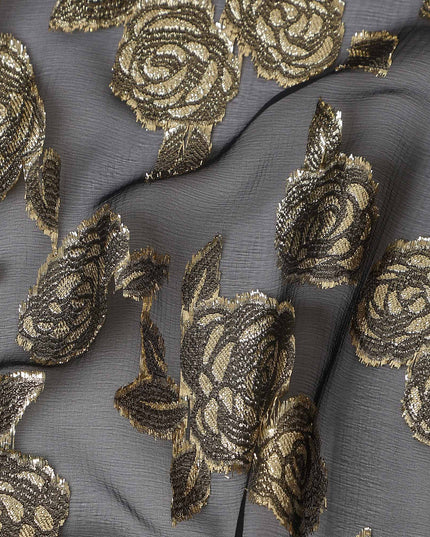 Charcoal black Silk Chiffon Garbasaar Piece 110cm