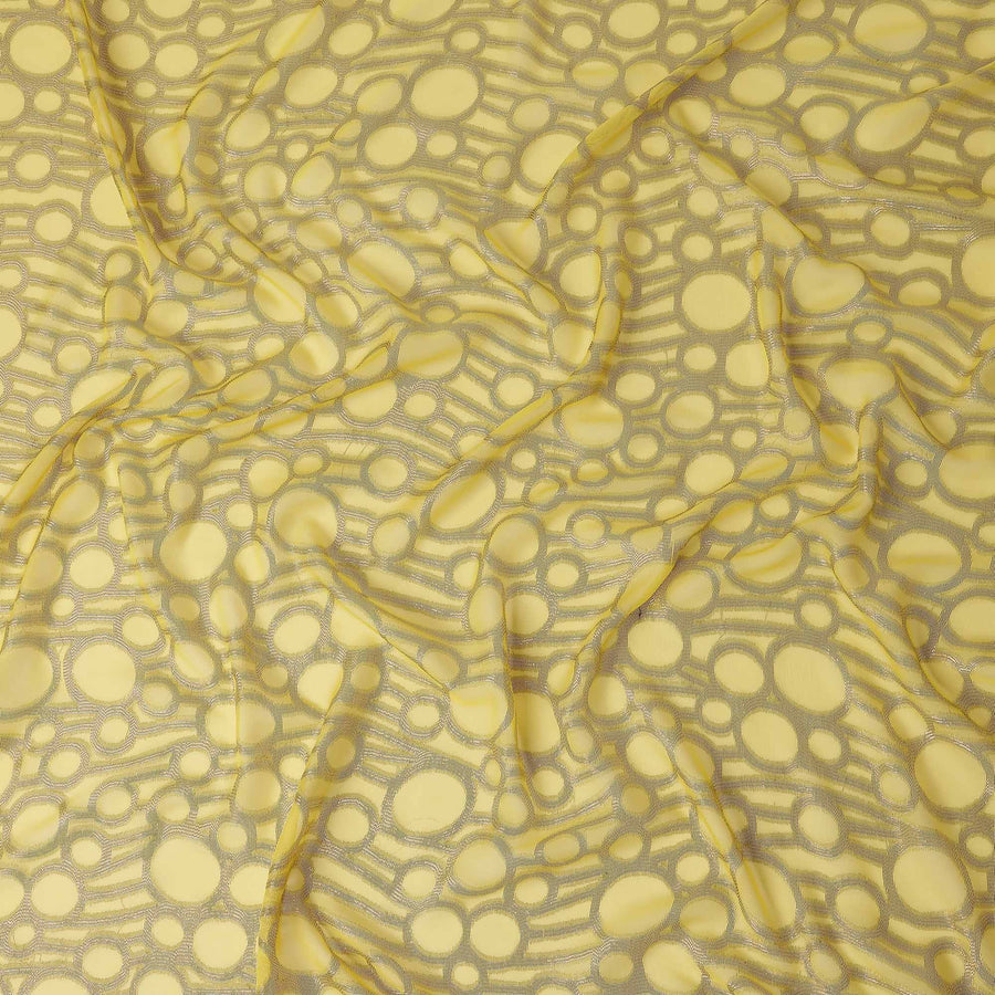 Golden Yellow Silk Chiffon Garbasaar Piece 110cm