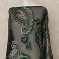 Black Green Paisley Fransawi Silk Chiffon Dirac Lurex