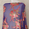 Purple Floral Metallic Lurex Silk Velvet Chiffon Makmal Dirac Fabric Traditional Somali Embroidered Design 3.5 Mtrs Piece 140 Cms Width Elegant Cultural Fabric Made In South Korea-D28416