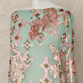 Mint Green Floral Metallic Lurex Silk Velvet Chiffon Makmal Dirac Fabric Traditional Somali Embroidered Design 3.5 Mtrs Piece 140 Cms Width Made In South Korea-D28415