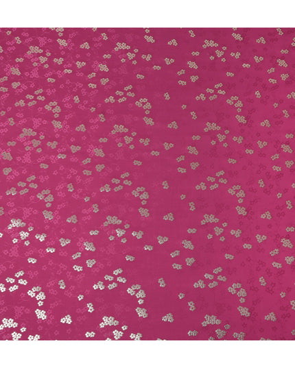 Fuchsia Magenta Pink Floral Jacquard Silk Crepe 140cm