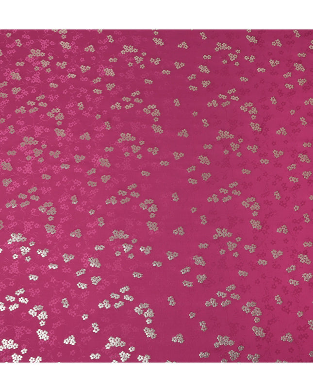 Fuchsia Magenta Pink Floral Jacquard Silk Crepe 140cm