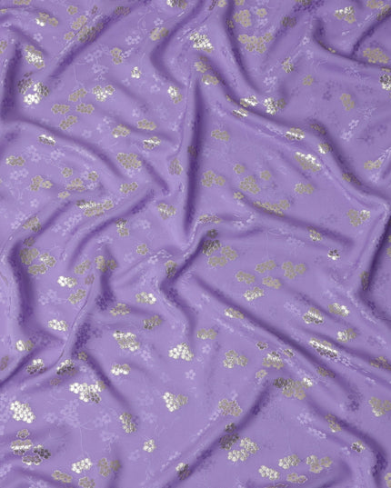 Bright Lilac Purple Floral Jacquard Silk Crepe 140cm