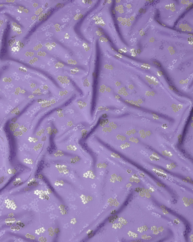 Bright Lilac Purple Floral Jacquard Silk Crepe 140cm
