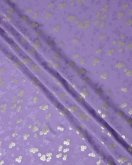 Bright Lilac Purple Floral Jacquard Silk Crepe 140cm