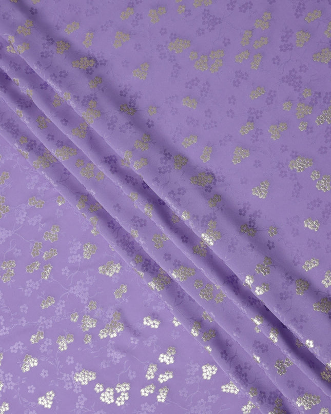 Bright Lilac Purple Floral Jacquard Silk Crepe 140cm