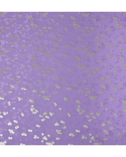 Bright Lilac Purple Floral Jacquard Silk Crepe 140cm