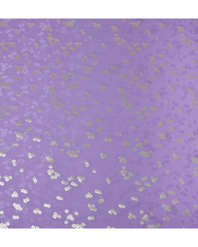 Bright Lilac Purple Floral Jacquard Silk Crepe 140cm