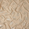 Warm Champagne Beige Leaf Jacquard Silk Crepe 140cm