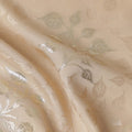Warm Champagne Beige Leaf Jacquard Silk Crepe 140cm