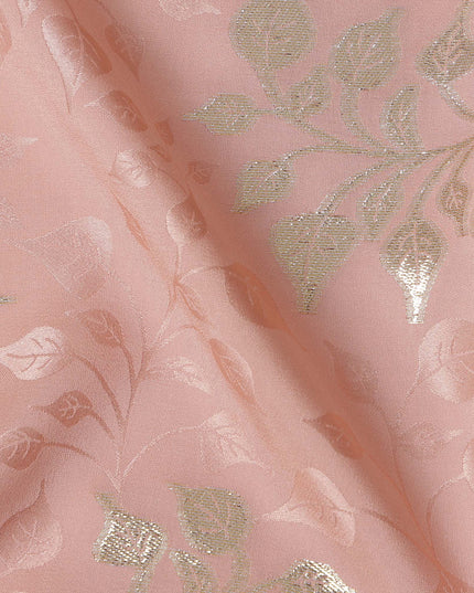 Dusty Rose Pink Leaf Jacquard Silk Crepe 140cm