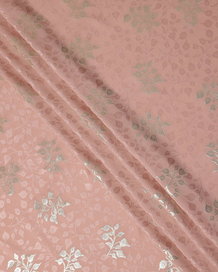 Dusty Rose Pink Leaf Jacquard Silk Crepe 140cm