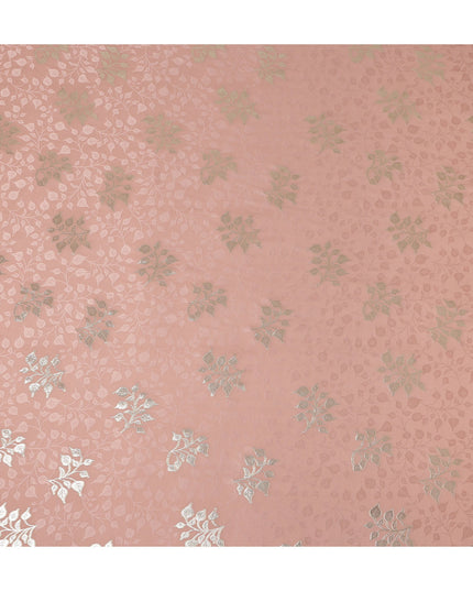 Dusty Rose Pink Leaf Jacquard Silk Crepe 140cm