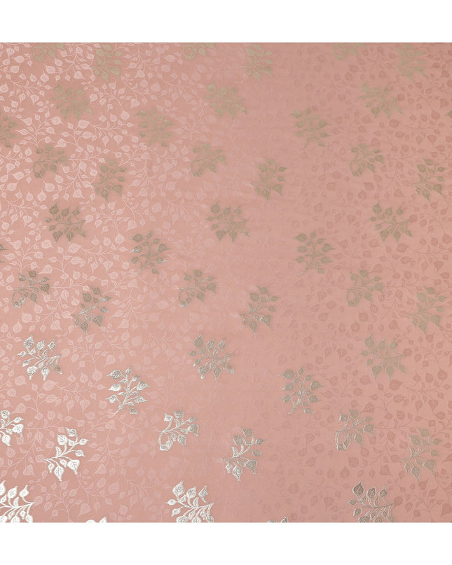 Dusty Rose Pink Leaf Jacquard Silk Crepe 140cm