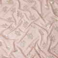 Soft Blush Pink Leaf Jacquard Pure Silk Crepe Fabric Flowing Elegant Dress Material 140cm Width Premium Quality Korean Origin - D29676