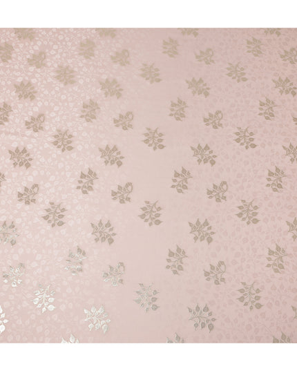 Soft Blush Pink Leaf Jacquard Pure Silk Crepe Fabric Flowing Elegant Dress Material 140cm Width Premium Quality Korean Origin - D29676