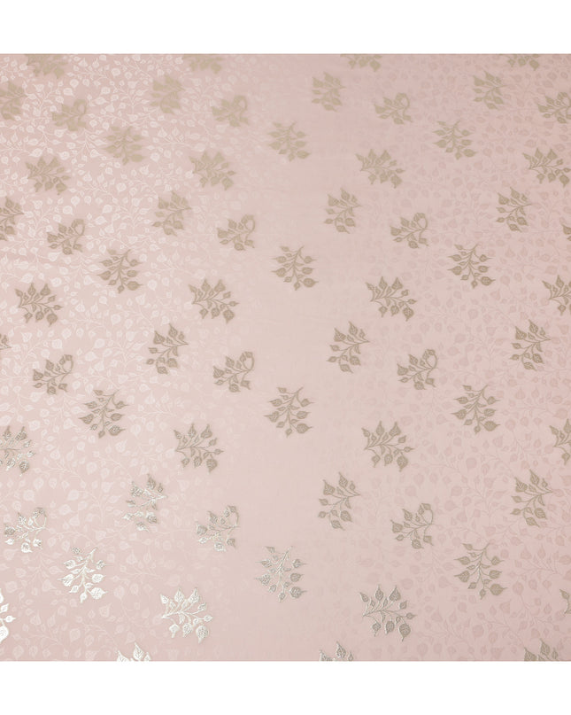 Soft Blush Pink Leaf Jacquard Pure Silk Crepe Fabric Flowing Elegant Dress Material 140cm Width Premium Quality Korean Origin - D29676