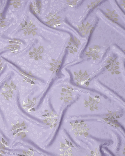 Soft Lavender Purple Leaf Jacquard Silk Crepe 140cm