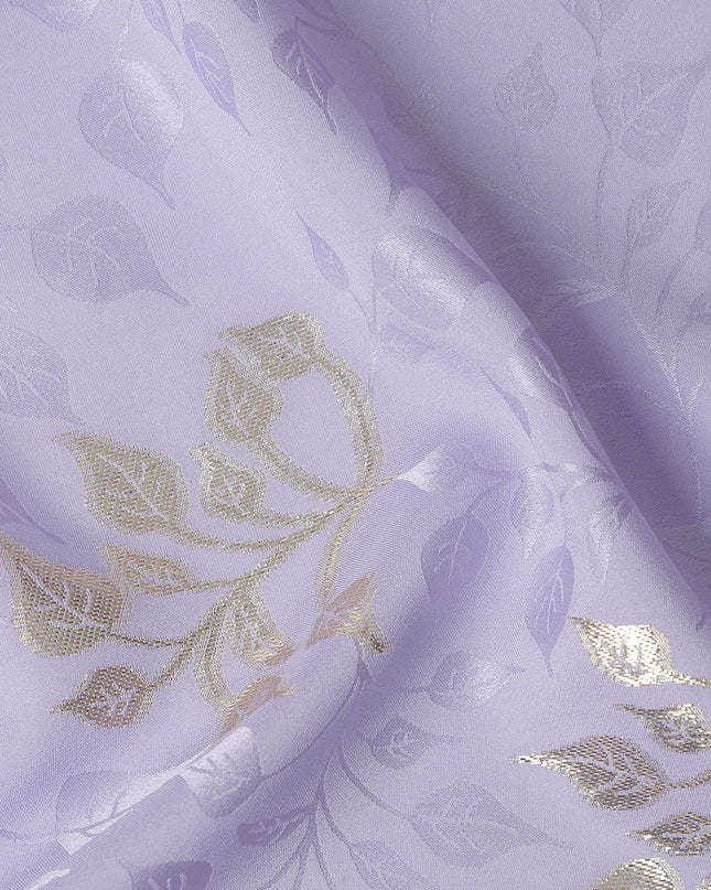 Soft Lavender Purple Leaf Jacquard Silk Crepe 140cm