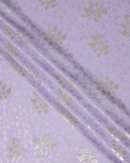 Soft Lavender Purple Leaf Jacquard Silk Crepe 140cm