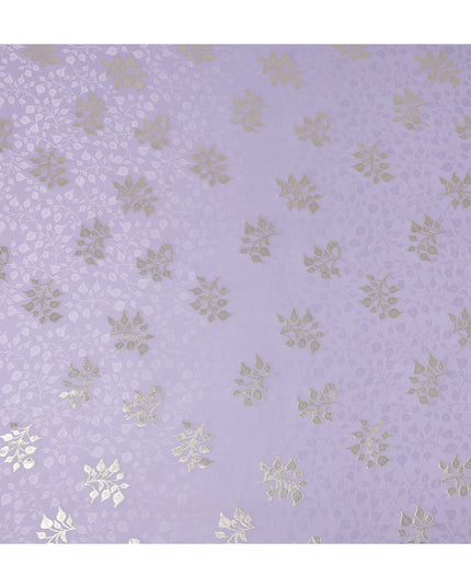 Soft Lavender Purple Leaf Jacquard Silk Crepe 140cm