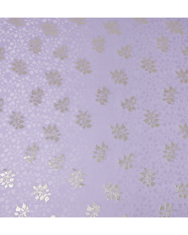Soft Lavender Purple Leaf Jacquard Silk Crepe 140cm