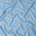 Powder Sky Blue Leaf Jacquard Silk Crepe 140cm