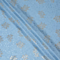 Powder Sky Blue Leaf Jacquard Silk Crepe 140cm