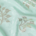 Pale Mint Green Leaf Jacquard Silk Crepe 140cm