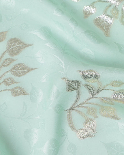Pale Mint Green Leaf Jacquard Silk Crepe 140cm