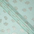 Pale Mint Green Leaf Jacquard Silk Crepe 140cm