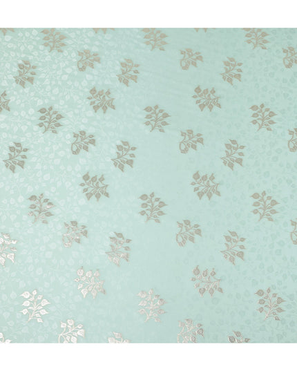 Pale Mint Green Leaf Jacquard Silk Crepe 140cm