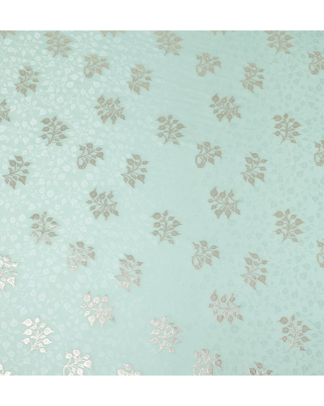 Pale Mint Green Leaf Jacquard Silk Crepe 140cm